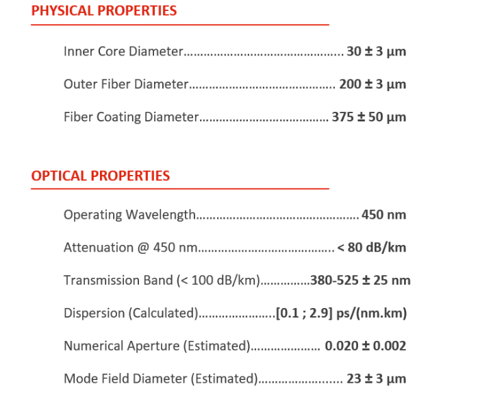 Glophotonics空心光子晶体光纤跳线